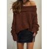 imagePRETTYGARDEN Womens Sweaters Fall Off The Shoulder Long Sleeve Top 2024 Outfits Loose Knitted Winter PulloverCoffee