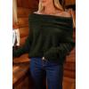 imagePRETTYGARDEN Womens Sweaters Fall Off The Shoulder Long Sleeve Top 2024 Outfits Loose Knitted Winter PulloverDark Army Green
