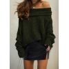 imagePRETTYGARDEN Womens Sweaters Fall Off The Shoulder Long Sleeve Top 2024 Outfits Loose Knitted Winter PulloverDark Army Green
