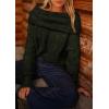 imagePRETTYGARDEN Womens Sweaters Fall Off The Shoulder Long Sleeve Top 2024 Outfits Loose Knitted Winter PulloverDark Army Green