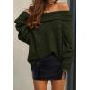 imagePRETTYGARDEN Womens Sweaters Fall Off The Shoulder Long Sleeve Top 2024 Outfits Loose Knitted Winter PulloverDark Army Green