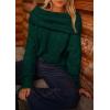 imagePRETTYGARDEN Womens Sweaters Fall Off The Shoulder Long Sleeve Top 2024 Outfits Loose Knitted Winter PulloverDark Green