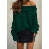 imagePRETTYGARDEN Womens Sweaters Fall Off The Shoulder Long Sleeve Top 2024 Outfits Loose Knitted Winter PulloverDark Green