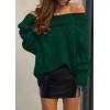 imagePRETTYGARDEN Womens Sweaters Fall Off The Shoulder Long Sleeve Top 2024 Outfits Loose Knitted Winter PulloverDark Green