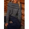 imagePRETTYGARDEN Womens Sweaters Fall Off The Shoulder Long Sleeve Top 2024 Outfits Loose Knitted Winter PulloverDark Grey
