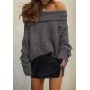 imagePRETTYGARDEN Womens Sweaters Fall Off The Shoulder Long Sleeve Top 2024 Outfits Loose Knitted Winter PulloverDark Grey