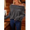 imagePRETTYGARDEN Womens Sweaters Fall Off The Shoulder Long Sleeve Top 2024 Outfits Loose Knitted Winter PulloverDark Grey