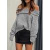 imagePRETTYGARDEN Womens Sweaters Fall Off The Shoulder Long Sleeve Top 2024 Outfits Loose Knitted Winter PulloverGrey