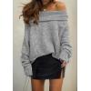 imagePRETTYGARDEN Womens Sweaters Fall Off The Shoulder Long Sleeve Top 2024 Outfits Loose Knitted Winter PulloverGrey