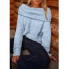 imagePRETTYGARDEN Womens Sweaters Fall Off The Shoulder Long Sleeve Top 2024 Outfits Loose Knitted Winter PulloverLight Blue