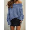 imagePRETTYGARDEN Womens Sweaters Fall Off The Shoulder Long Sleeve Top 2024 Outfits Loose Knitted Winter PulloverMist Blue