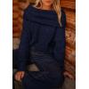 imagePRETTYGARDEN Womens Sweaters Fall Off The Shoulder Long Sleeve Top 2024 Outfits Loose Knitted Winter PulloverNavy