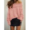 imagePRETTYGARDEN Womens Sweaters Fall Off The Shoulder Long Sleeve Top 2024 Outfits Loose Knitted Winter PulloverPink