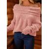 imagePRETTYGARDEN Womens Sweaters Fall Off The Shoulder Long Sleeve Top 2024 Outfits Loose Knitted Winter PulloverPink