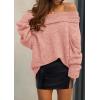imagePRETTYGARDEN Womens Sweaters Fall Off The Shoulder Long Sleeve Top 2024 Outfits Loose Knitted Winter PulloverPink