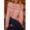 imagePRETTYGARDEN Womens Sweaters Fall Off The Shoulder Long Sleeve Top 2024 Outfits Loose Knitted Winter PulloverPink