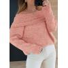 imagePRETTYGARDEN Womens Sweaters Fall Off The Shoulder Long Sleeve Top 2024 Outfits Loose Knitted Winter PulloverPink