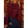 imagePRETTYGARDEN Womens Sweaters Fall Off The Shoulder Long Sleeve Top 2024 Outfits Loose Knitted Winter PulloverWine Red