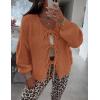 imagePRETTYGARDEN Womens Tie Front Bow Cardigan Sweaters Chunky Knit Long Puff Sleeve Trendy Fall Winter Jacket CoatsBrick Red