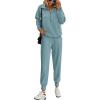 imagePRETTYGARDEN Long Sleeve Half Zip Sweatsuits Women 2 Piece Outfit Fall 2024 Casual Sweatshirt Sweatpants Lounge Set TracksuitBlue