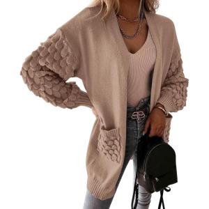 imagePRETTYGARDEN Womens Cardigan Sweaters Fall Clothes Open Front Cable Knit Oversized Winter Coats OuterwearKhaki