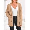 imagePRETTYGARDEN Womens 2024 Fall Fashion Knit Cardigan Sweaters Long Sleeve V Neck Open Front Winter Sweater Jacket with ScarfApricot