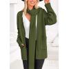 imagePRETTYGARDEN Womens 2024 Fall Fashion Knit Cardigan Sweaters Long Sleeve V Neck Open Front Winter Sweater Jacket with ScarfArmy Green