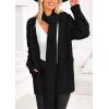 imagePRETTYGARDEN Womens 2024 Fall Fashion Knit Cardigan Sweaters Long Sleeve V Neck Open Front Winter Sweater Jacket with ScarfBlack