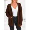 imagePRETTYGARDEN Womens 2024 Fall Fashion Knit Cardigan Sweaters Long Sleeve V Neck Open Front Winter Sweater Jacket with ScarfDark Coffee