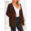 imagePRETTYGARDEN Womens 2024 Fall Fashion Knit Cardigan Sweaters Long Sleeve V Neck Open Front Winter Sweater Jacket with ScarfDark Coffee
