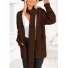 imagePRETTYGARDEN Womens 2024 Fall Fashion Knit Cardigan Sweaters Long Sleeve V Neck Open Front Winter Sweater Jacket with ScarfDark Coffee