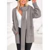 imagePRETTYGARDEN Womens 2024 Fall Fashion Knit Cardigan Sweaters Long Sleeve V Neck Open Front Winter Sweater Jacket with ScarfLight Grey