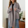 imagePRETTYGARDEN Womens 2024 Fall Fashion Knit Cardigan Sweaters Long Sleeve V Neck Open Front Winter Sweater Jacket with ScarfLight Grey