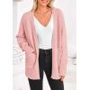 imagePRETTYGARDEN Womens 2024 Fall Fashion Knit Cardigan Sweaters Long Sleeve V Neck Open Front Winter Sweater Jacket with ScarfLight Pink