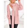 imagePRETTYGARDEN Womens 2024 Fall Fashion Knit Cardigan Sweaters Long Sleeve V Neck Open Front Winter Sweater Jacket with ScarfLight Pink