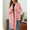 imagePRETTYGARDEN Womens 2024 Fall Fashion Knit Cardigan Sweaters Long Sleeve V Neck Open Front Winter Sweater Jacket with ScarfLight Pink