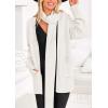 imagePRETTYGARDEN Womens 2024 Fall Fashion Knit Cardigan Sweaters Long Sleeve V Neck Open Front Winter Sweater Jacket with ScarfWhite