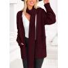 imagePRETTYGARDEN Womens 2024 Fall Fashion Knit Cardigan Sweaters Long Sleeve V Neck Open Front Winter Sweater Jacket with ScarfWine Red