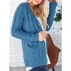 imagePRETTYGARDEN Womens Open Front Cardigan Sweaters Fall Fashion Button Down Cable Knit Chunky Winter Outerwear CoatsBlue