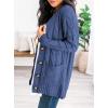 imagePRETTYGARDEN Womens Open Front Cardigan Sweaters Fall Fashion Button Down Cable Knit Chunky Winter Outerwear CoatsBlue Grey