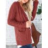 imagePRETTYGARDEN Womens Open Front Cardigan Sweaters Fall Fashion Button Down Cable Knit Chunky Winter Outerwear CoatsRed