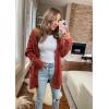 imagePRETTYGARDEN Womens Open Front Cardigan Sweaters Fall Fashion Button Down Cable Knit Chunky Winter Outerwear CoatsRed
