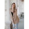 imagePRETTYGARDEN Womens Open Front Cardigan Sweaters Fall Fashion Button Down Cable Knit Chunky Winter Outerwear CoatsTan