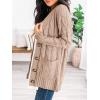 imagePRETTYGARDEN Womens Open Front Cardigan Sweaters Fall Fashion Button Down Cable Knit Chunky Winter Outerwear CoatsTan