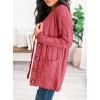 imagePRETTYGARDEN Womens Open Front Cardigan Sweaters Fall Fashion Button Down Cable Knit Chunky Winter Outerwear CoatsVermilion