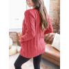 imagePRETTYGARDEN Womens Open Front Cardigan Sweaters Fall Fashion Button Down Cable Knit Chunky Winter Outerwear CoatsVermilion
