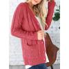 imagePRETTYGARDEN Womens Open Front Cardigan Sweaters Fall Fashion Button Down Cable Knit Chunky Winter Outerwear CoatsVermilion
