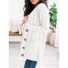 imagePRETTYGARDEN Womens Open Front Cardigan Sweaters Fall Fashion Button Down Cable Knit Chunky Winter Outerwear CoatsWhite