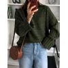 imagePRETTYGARDEN Womens Sweaters Fall 2024 Casual Long Sleeve Crewneck Button Loose Winter Knit Pullover Sweater TopsArmy Green