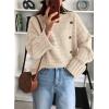imagePRETTYGARDEN Womens Sweaters Fall 2024 Casual Long Sleeve Crewneck Button Loose Winter Knit Pullover Sweater TopsBeige